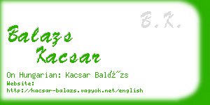 balazs kacsar business card